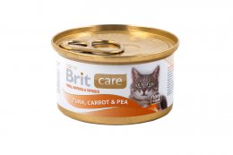 Фото Консервы Brit Super Care тунец, морковь и горошек для кошек, 80 г