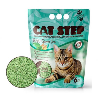 Фото Cat Step растительный TOFU Green Tea 6 л комкующийся (соевые волокна и экстракт зелёного чая)