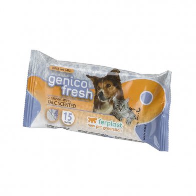 Фото Гигиенические салфетки Ferplast Genio Fresh Talc для кошек и собак 15*20 см, 15 шт